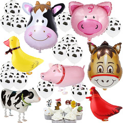 43pcs Farm Animal Decoration – Cow, Chicken, Duck, Pig Walking Balloons for Baby