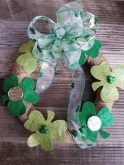 GREEN SHAMROCK ST PATRICKS WREATH WINDOW DOOR FARM HOUSE DECOR