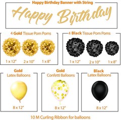 Gold & Black 24th Birthday Decorations – 40″ Number Balloons & More -Boy or Girl