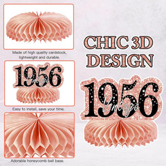 9Pcs 70Th Birthday Decorations Honeycomb Centerpieces for Women, Rose Gold Pink