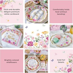Baby In Bloom Floral Scallop Disposable Baby Shower Tableware (Plates, Napkins)