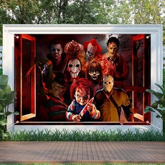 Halloween Horror Backdrop Banner Decorations, Fabric Scary Birthday Party