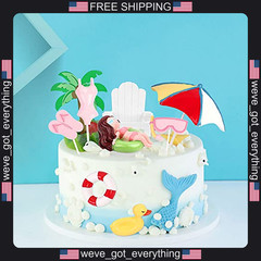 8 Piece Hawaiian Beach Cake Decorations for Summer Parties