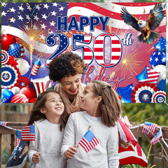 Mocsicka American 250th Birthday Decorations Banner Patriotic 6×3.6ft, Multi