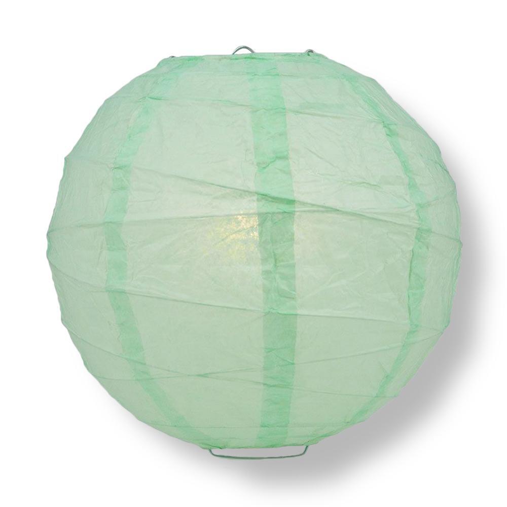 Quasimoon 12″ Cool Mint Green Round Paper Lantern, Crisscross Ribbing, Hangin…