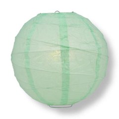 Quasimoon 12″ Cool Mint Green Round Paper Lantern, Crisscross Ribbing, Hangin…