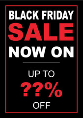 Black Friday Sale Poster Bespoke Text Wording Logo Any % Discount Retail Shop
