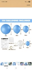 150Pcs Blue Balloon Arch, Birthday, Wedding, Baby Shower Celebration Decoration