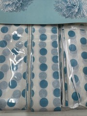 3 Count Tissue Pom Poms Blue And White Polka Dot