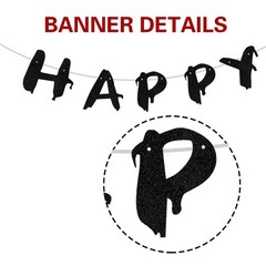 Glitter Halloween Banner, Black Heart Skull Bat Vampire Party Decorations, Ba…