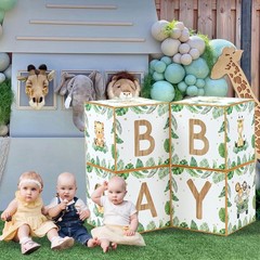 Baby Boxes for Baby Shower Decorations – 4pcs Sage Green Woodland Animal Ball…