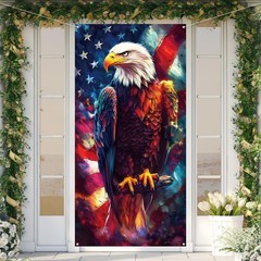 American Flag and Bald Eagle Stars Stripes 71 x 35 inches, Red White Blue