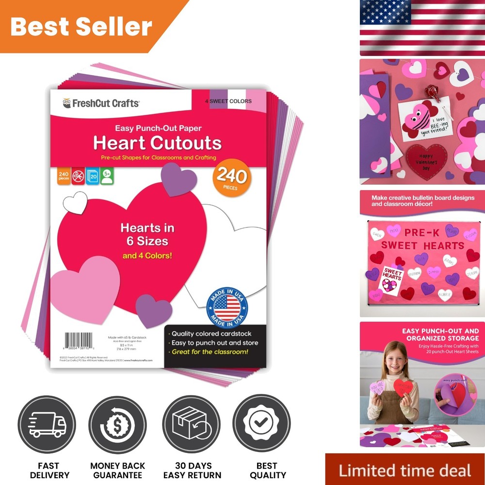 240 Heart Paper Cutouts – Versatile Craft Decor for All Occasions