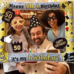 50th Birthday Inflatable Photo Booth Set Giant Selfie Frame Props Polyvinyl