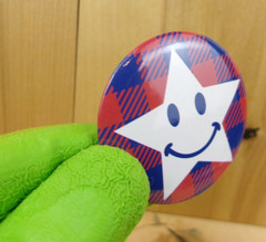 Patriotic Happy Face Star Mini Pin Plaid Checkered Novelty Party Metal Round 14+