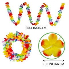 10 Pack Super Long Tropical Multicolored Plastic Garland Flower Leis for Part…