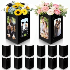 12 Pcs Graduation Table Centerpieces – 3-Sided Photo Display Frames, Congrats Gr