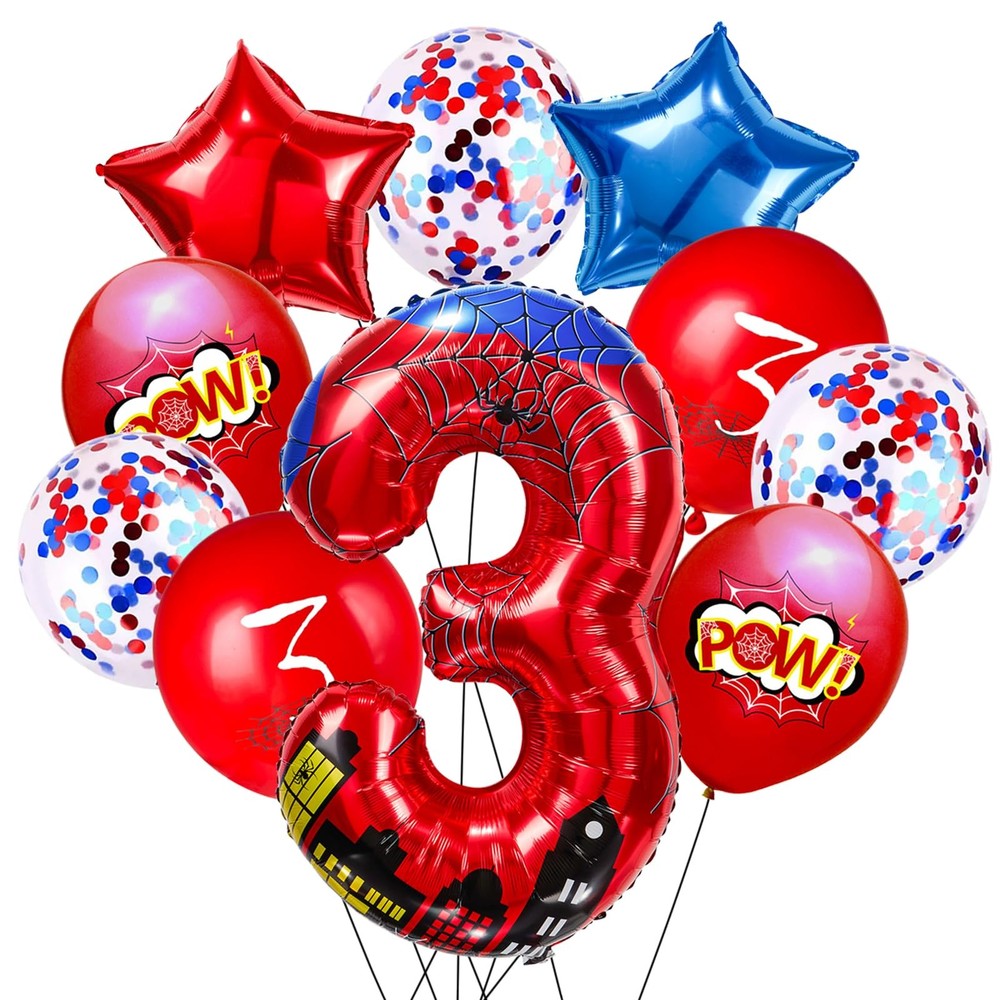 Cartoon Hero 40 Inch Red and Blue Spider Theme Number Foil Decoration Balloon…