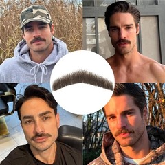 Straight Bushy Fake Mustache, Thick Human Hair Fake Beard, Handmade Soft Lace…