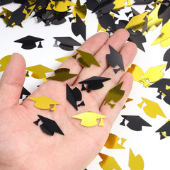 Gold and Black Graduation Cap Confetti 2026, Class of 2026 Table Centerpiece Gra