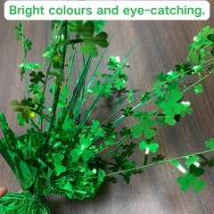 4 Pack St. Patrick’s Day Centerpieces – Green Foil Shamrock Spray Table Decor…