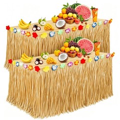 Luau Party Decorations, Grass Table Skirt for Tropical Hawaiian Party Decorat…
