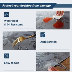 OstepDecor Floral Table Protector 16 x 60 Inch 1.5mm Plastic Waterproof Desk Cov