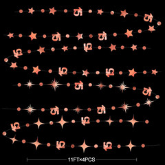 Rose Gold 15th Birthday Decorations Number 15 Circle Dot Twinkle Star Garland Me