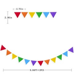 Rainbow Party Decorations Colorful Felt Hanging Triangle Mini Bunting Pennant…