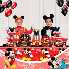 141Pcs Mickey Mouse Party Decoration Disney Party Supplies Tableware Plates Cups