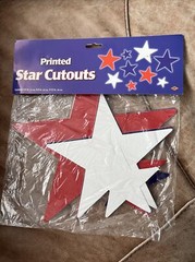 10 USA STARS AND STRIPES GLITTERED STREAMER 4th July Decorations Patriotic