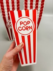 Reusable Popcorn Containers 22 Pack Red White Movie Theater Style Party Boxes