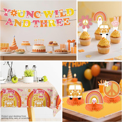 138pcs Young Wild and Three Party Decorations Tableware Set, Wild and Three Plat