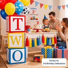 3 Pcs 2nd Balloon Set, Balloon Blocks 11.8 x 11.8 Inches Party Supplies Decor…