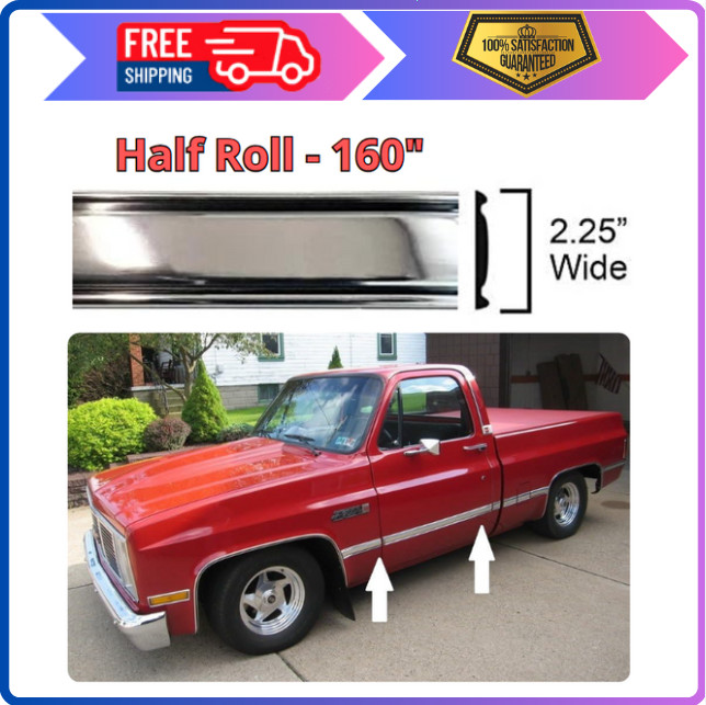 160″ Chrome Side Body Trim Molding for 1973-1987 Chevy GMC C K V Pickup Trucks