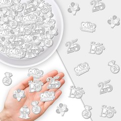 200PCS Happy 25th Anniversary Confetti Silver, Double Sided, Wedding Table Decor