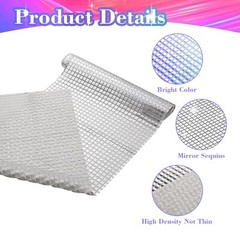 4 Packs Glitter Disco Party Table Runner 12 x 108 Inches Mirror Silver Foil D…