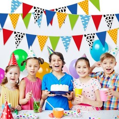 5 Pcs 49.2Ft Cartoon Party Decorations Blue Sky White Clouds and Cow Print Pe…