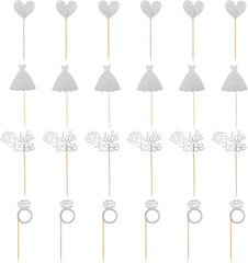 24 Pcs He Asked She Said Yes Cake Topper Gold Cupcake Toppers Heart Diamond Ring