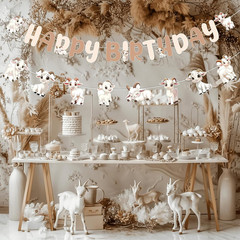 Goat Birthday Decorations, Goat Theme Happy Birthday Banner Farm Animals Theme