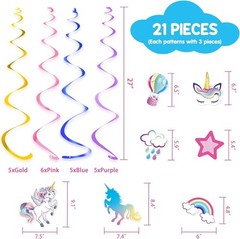 Magical 21PC Unicorn Swirl Streamers – Perfect for Stylish Birthday Celebrations