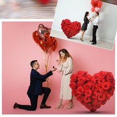 Bucherry 3.8 ft Red Roses Heart Cardboard Cutout Stand-up Life Size Large Hea…