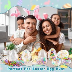12 Pcs 6 Inch 8 Inch Jumbo Clear Easter Egg with Handles Large Transparent Ea…