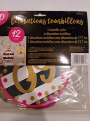 Pink & Gold 60th Birthday Hanging Swirl Decorations Sixtieth Birthday Party ~ 12