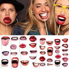 Photo Booth Props Funny Lip Mouth 20 PCS Stick Selfie Party Accessories
