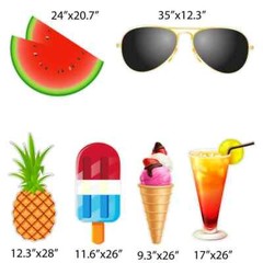 Summer Yard Cards, Summer Theme Accessories, 10pc Yard Sign Set, Inlcudes Stakes