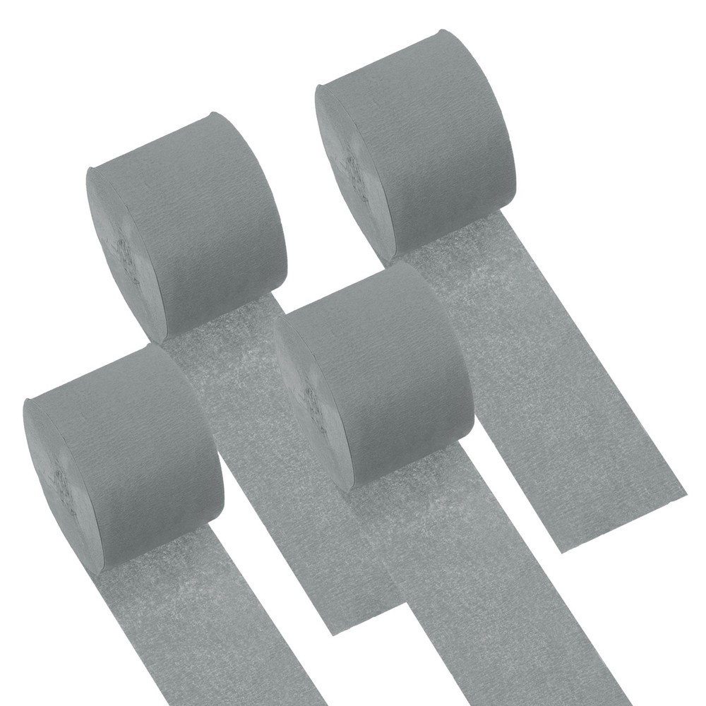 1.8 Inch Crepe Paper Streamer, 4 Roll 328ft Crepe Paper Sheet, Light Grey