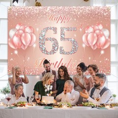 Happy 65th Birthday Banner Backdrop – 65 Birthday Party Decorations Supplies …