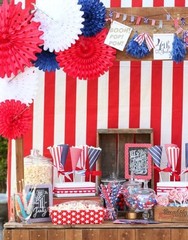 12-PC Red White Blue Hanging Tissue Paper Fans Patriotic Decor 8″-16″Dia #954