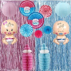 2 Metallic Tinsel Foil Fringe Curtains 3.2 ft x 6.6 ft Baby Shower Gender Reveal